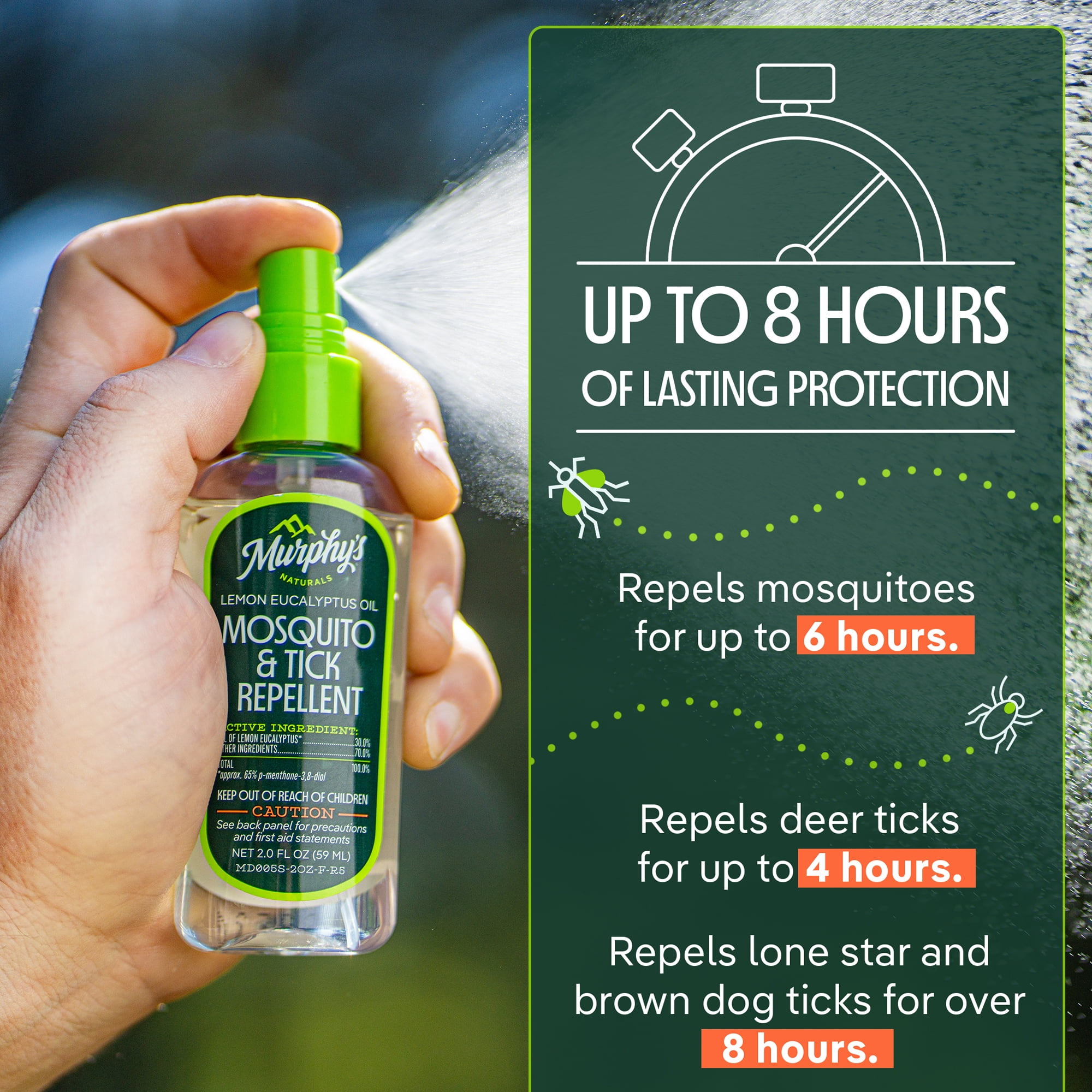 Murphy’s Naturals Mosquito & Tick Repellent Spray with Oil of Lemon Eucalyptus, 2oz Pump, 3 Pack