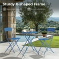 thumbnail image 3 of GRANDPATIO 3-Piece Foldable Bistro Set with Round Table, All-Weather Steel Frame, No Assembly, Multi-Color Outdoor Patio Furniture for Garden/Beach, Peacock Blue, 3 of 6