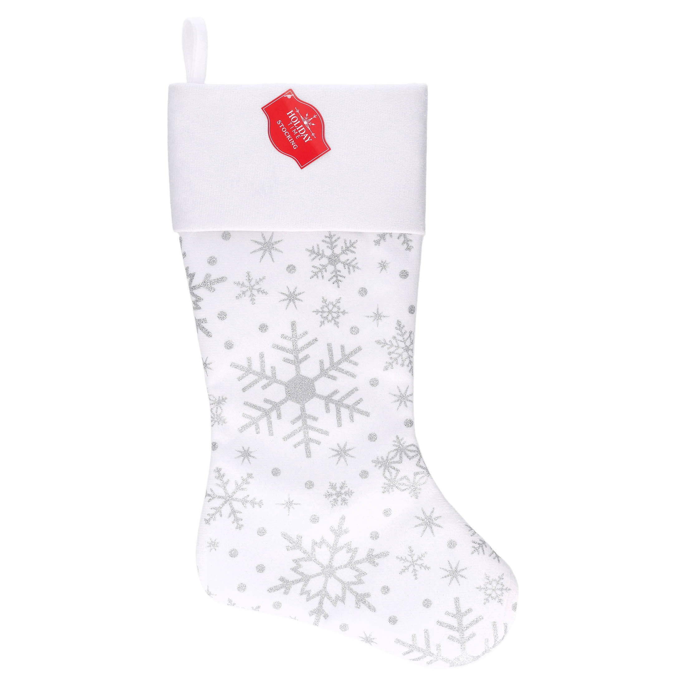 Velvet Snowflake Christmas Stocking, White, 18", by Holiday Time