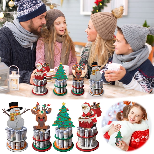 Fiudx Clip para Billetes Navideño, Material de Madera para Manualidades, Regalo Personalizado para Fiestas, Decoración para Billeteras, Sorpresa Festiva para La Familia, Diseño Duradero y Resistente,