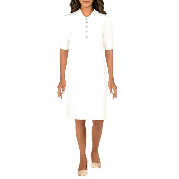 Lauren Ralph Lauren Womens Chase Collared Short Sleeves Shirtdress White L
