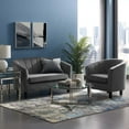 thumbnail image 2 of Tufted Armchair and Loveseat Sofa Set, Velvet, Grey Gray, Modern Contemporary Urban Design, Living Lounge Room Hotel Lobby Hospitality, 2 of 6