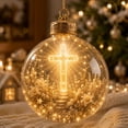 thumbnail image 5 of AURIGATE Lighted Acrylic Christmas Ball Ornament, Clear Xmas Bauble with Prominent Cross Design Warm LED String Light, Tree Holiday Hanging Decoration for Home Gift, 5 of 7