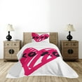thumbnail image 4 of Ambesonne Xo Quilted Bedspread Set 2 Pcs, Calligraphy Lovers, Twin Size, Pink and Black, 4 of 5