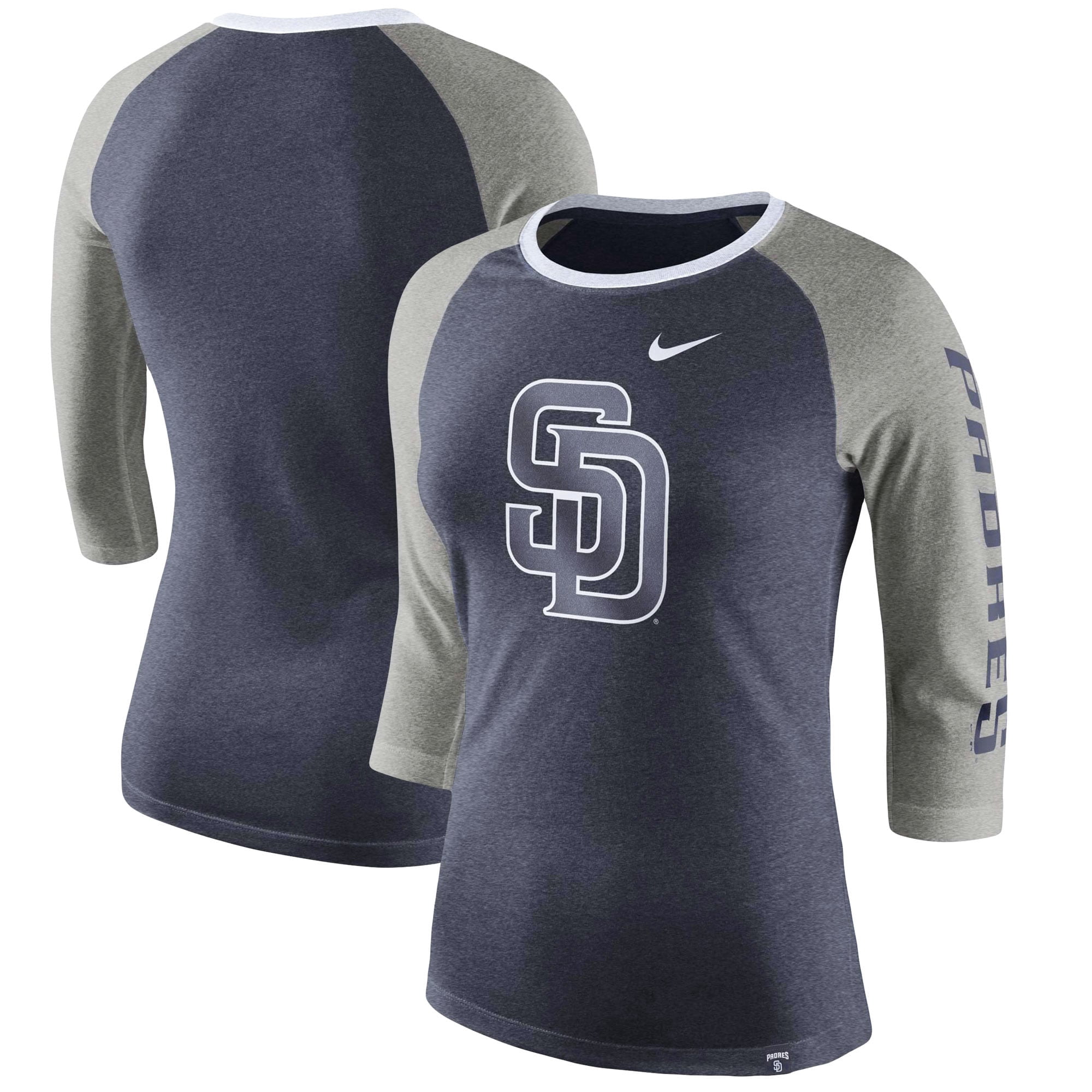 San Diego Padres Nike Women's TriBlend 3/4Sleeve Raglan TShirt