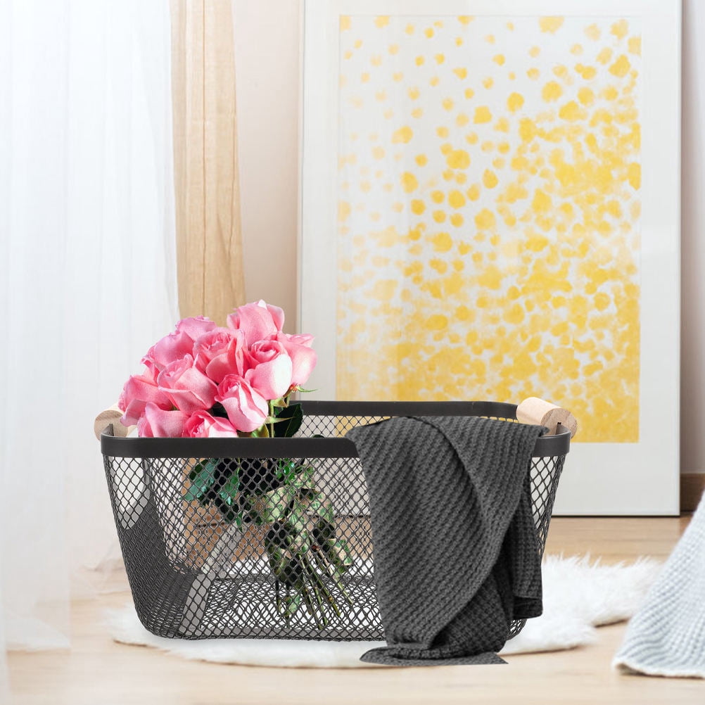 PENIKOKO Black Wire Kitchen Basket for Storage and Organization, Decorative Multi-Purpose Basket for Study Room and Home Use, 1 Piece