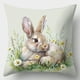 thumbnail image 5 of Cojín de Lino con Estampado de Conejito de Pascua y Flores para La Sala de Estar o El Sofá., 5 of 6