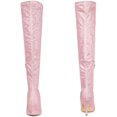 thumbnail image 2 of Unique Bargains Glitter Pointed Toe Stiletto Heels Over the Knee Boots for Women, 2 of 5
