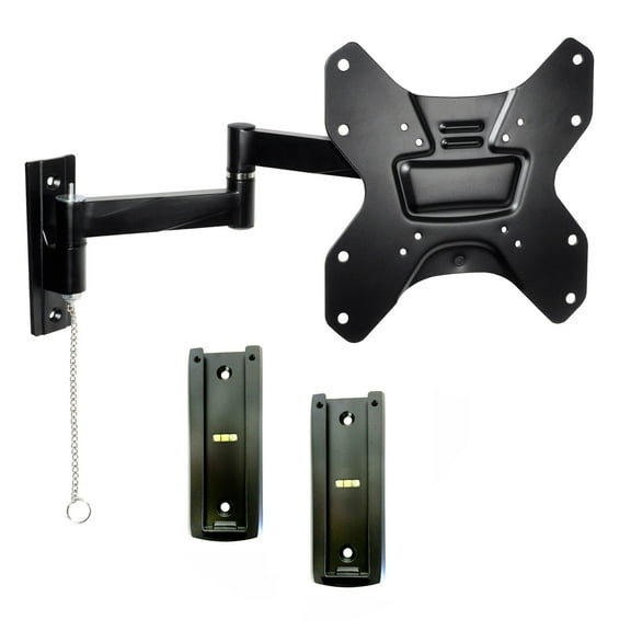 portable travel rv tv mount with locking articulating arm 2322l-2 allows 1 tv to be used in 2 locations incl: 2 wall brackets & 1 locking mount, keeps tv secure in moving vehicles up to 50 & 200x200