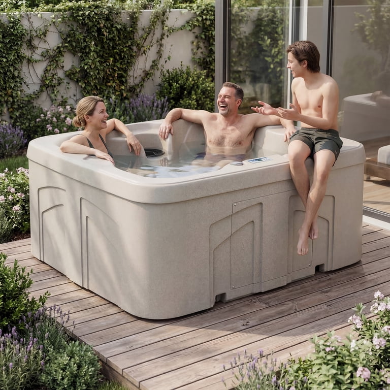 Lifesmart LS100 Outdoor Large 4 Person Plug & Play Square Hot Tub