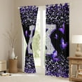 thumbnail image 4 of Feelyou Fashion Monogrammed K Black Out Curtains, Bling Butterfly Animal Curtains Pack of 2 (42x63 Each), Black Purple Sequin Print Bedroom Curtains, Living Room Curtains Decor, 4 of 7