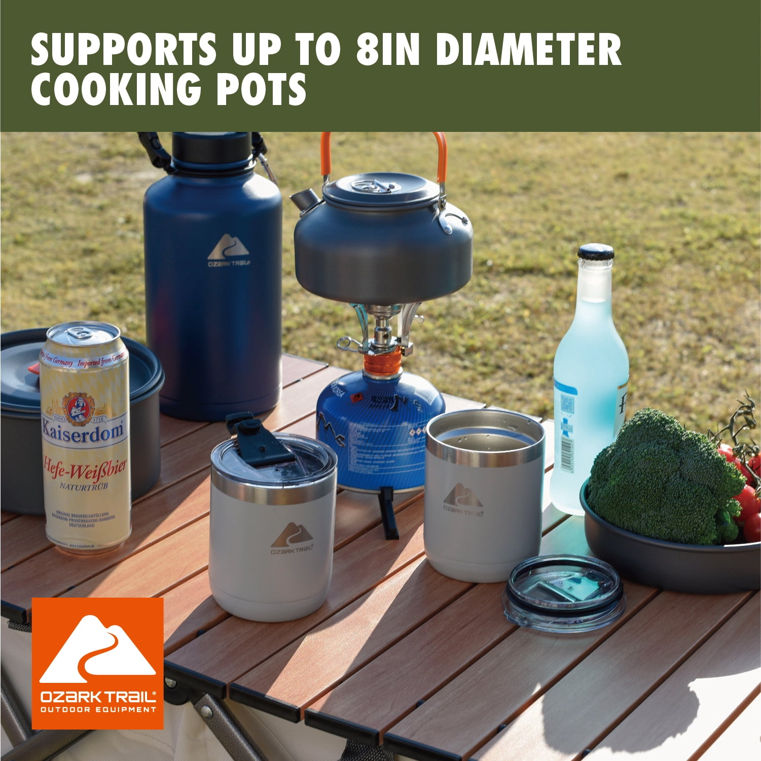 Ozark Trail 4-Piece All-in-One Portable Camping Stove Adapter and Stand Set, Propane Compatible