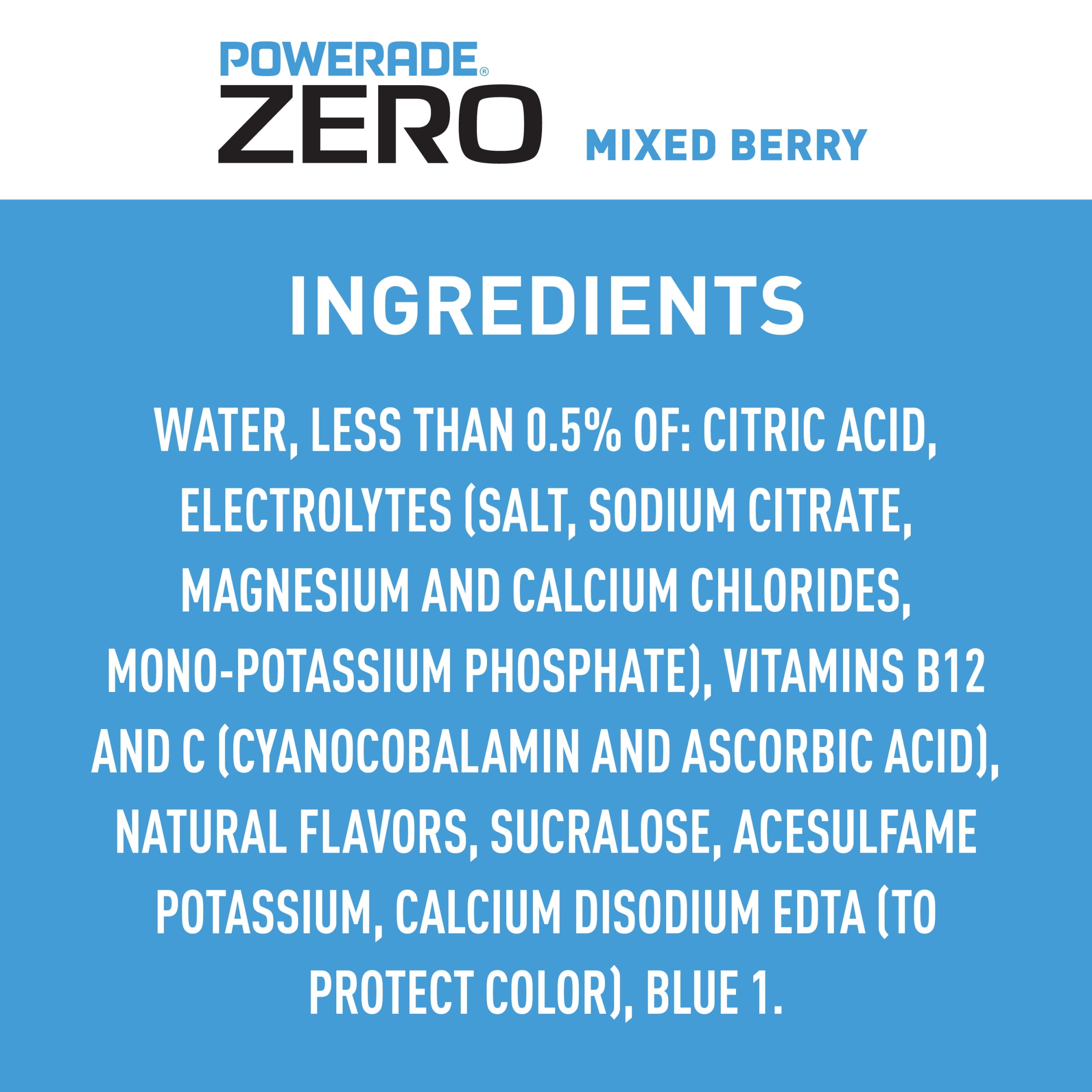 POWERADE Zero Sugar Mixed Berry Sport Drink, 20 fl oz, 8 Count in