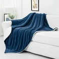 thumbnail image 2 of Westinghouse Oversized Throw Blanket Plush Sherpa Flannel Reversible Blanket 60x70 Navy Blue, 2 of 7