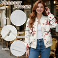 thumbnail image 7 of SCRAWLGOD Plum Blossom Print White Women's Full Zip Up Jacket Casual Long Sleeve Crewneck Sweatshirts Lightweight Comfortable Fall Coat Outerwear with Pockets, M, 7 of 7
