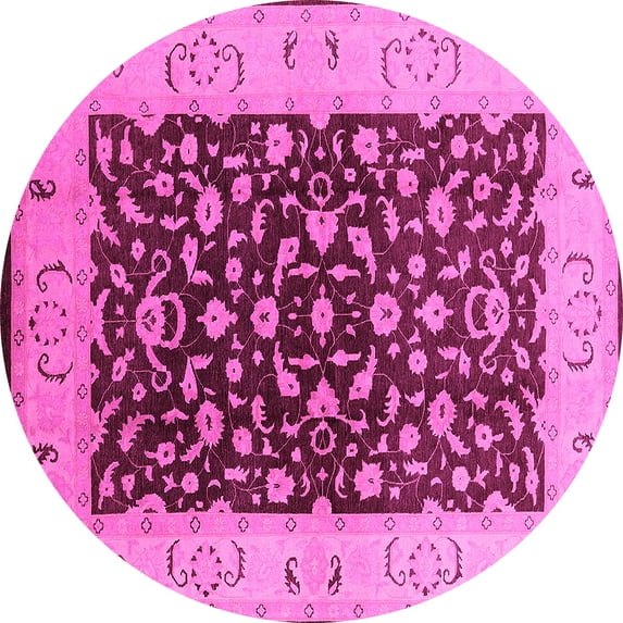 Ahgly Company Indoor Round Oriental Pink Traditional Area Rugs, 6' Round