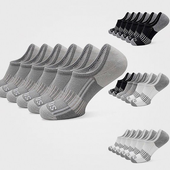 Babcutegg Men's 6 Pack Low Cut Athletic Socks Cushioned Breathable Cotton Moisture Wicking Running Socks Gray Size Free Size