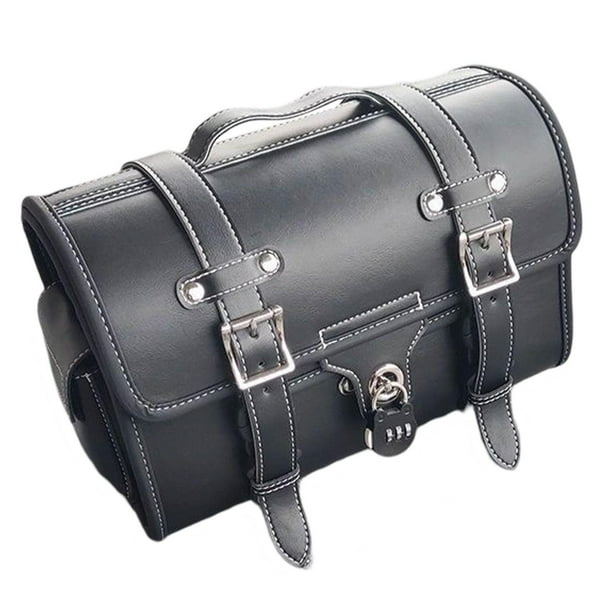 Bolsa trasera genérica para motocicleta con cremallera, multifuncional, fácil de instalar, universal. Negro