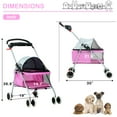thumbnail image 5 of CL.HPAHKL Pet Stroller for Medium Small Dogs Dog Stroller Cat Stroller Foldable Jogging Travel 4 Wheels Waterproof and 360 Rotating Front Puppy Stroller with Mesh Windows,Pink, 5 of 7