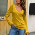thumbnail image 6 of Dagugfen Going out Tops for Women Long Sleeve Deep V Neck Low Cut Wrap Shirts Casual Blouses Fall Clothes, 6 of 9