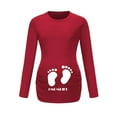 thumbnail image 2 of Chemise de Maternité 2025 Col Rond Manches Longues Ajustée Haut de Maternité Chemise de Grossesse Rouge, 2 of 4