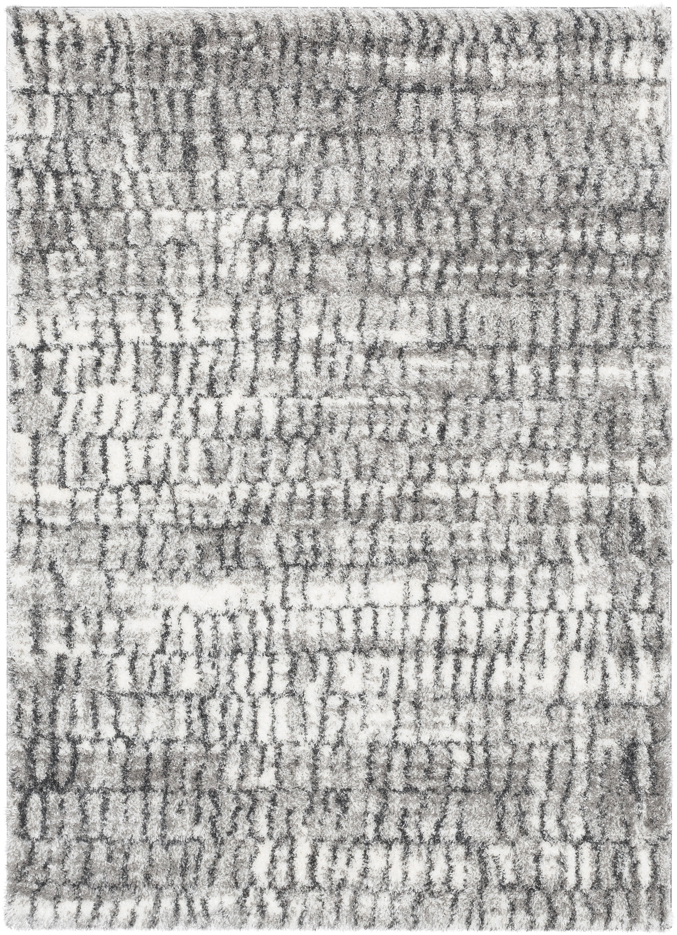 Well Woven Celeste Sintra Modern Shag Geometric Ivory Thick 3'11" x 5'3" Area Rug