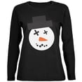 thumbnail image 1 of Snowman Chandail de Noël Laid Visage Noir pour Femmes à Manches Longues, 1 of 1