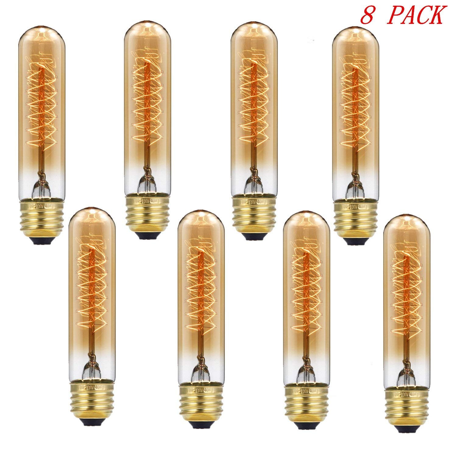 T10 40W Vintage Antique Light Bulbs, Warm White, E26 E27 Base Edison
