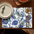 thumbnail image 4 of Set of 6 Flax Paisley Placemats with Heat Resistant Wrinkle Free Finish Featuring Colorful Boho Vintage Floral and Elegant Mandala Geometric Patterns, 4 of 5