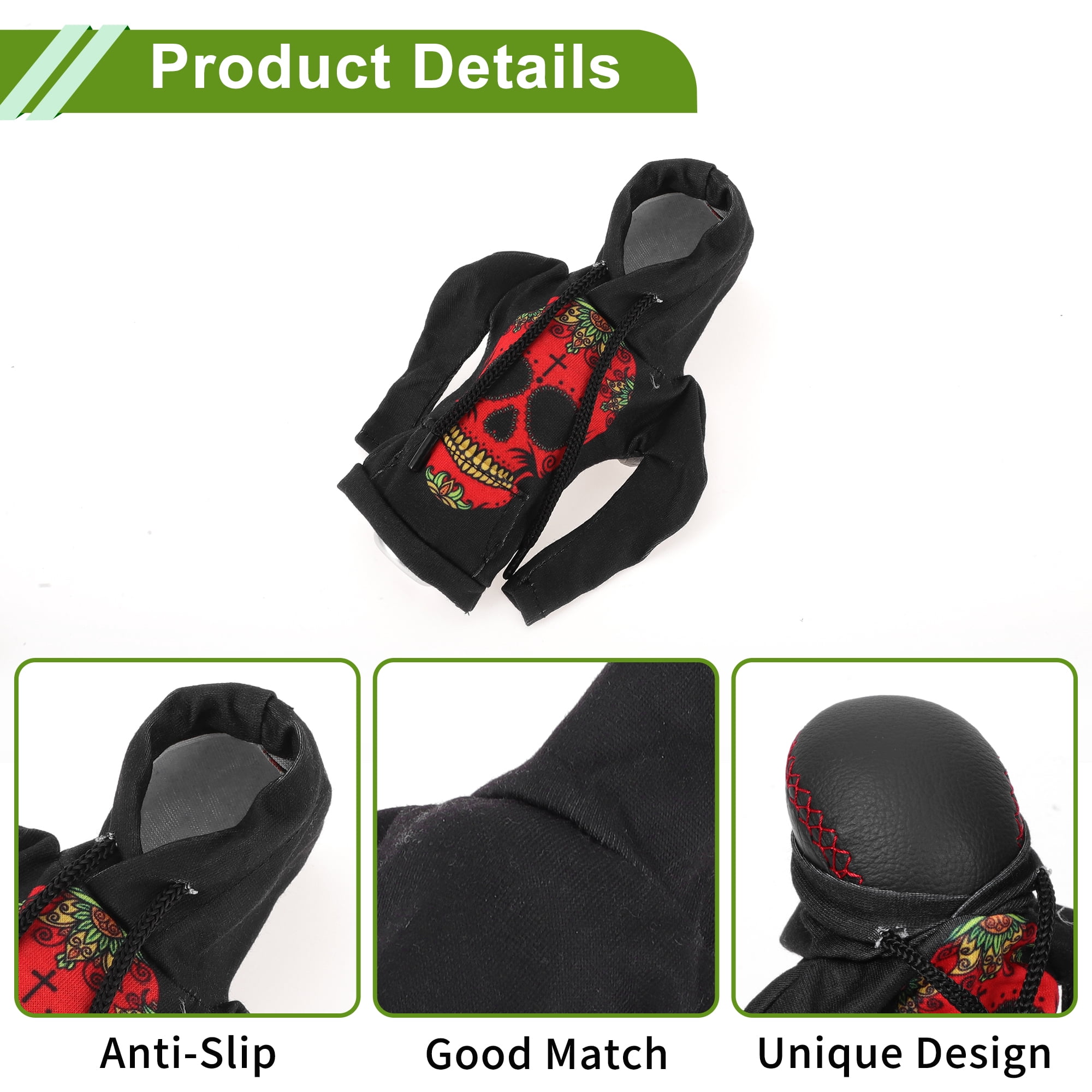 Unique Bargains Universal Gear Shift Knob Cover 4.33"x6.1" Red Black