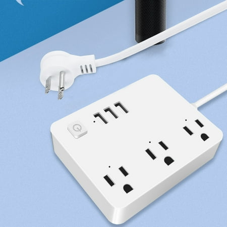 

Usupdd Smart Plug Power Strip Works With Alexa & Google Home APP Remote Control Timer Function 3 Smart Outlets And 3 USB Ports 2.4G Wi-Fi On-ly WLL220810-5767