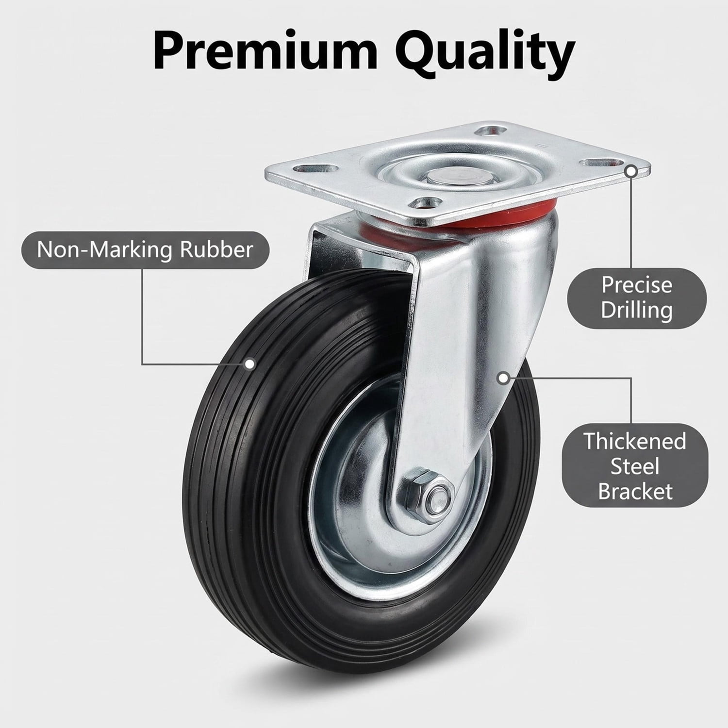24 Pack 3" Swivel Caster Wheels (12 without Brakes & 12 with Brakes) Top Plate, Heavy Duty Rubber Wheels, Smooth Ball Bearings, Quiet Rolling Casters for Furniture, Carts, Workbench, Industrial Use