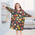 thumbnail image 5 of FORMRS Wearable Blanket Hoodie with Sleeves for Kids Cozy Flannel Sweatshirt, Vibrant Flowers, 5 of 7