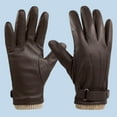thumbnail image 2 of UJNDER Unisex 2025 Autumn Winter Solid Color Versatile Windproof Thick Cold Leather Gloves Brown, 2 of 4