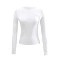 thumbnail image 3 of Womens Long Sleeve Basic Tshirts Trendy Slim Fit Crew Neck Tops Ladies Casual Fall Solid Going out Tees Undershirt White 0724*tshirts XL, 3 of 3