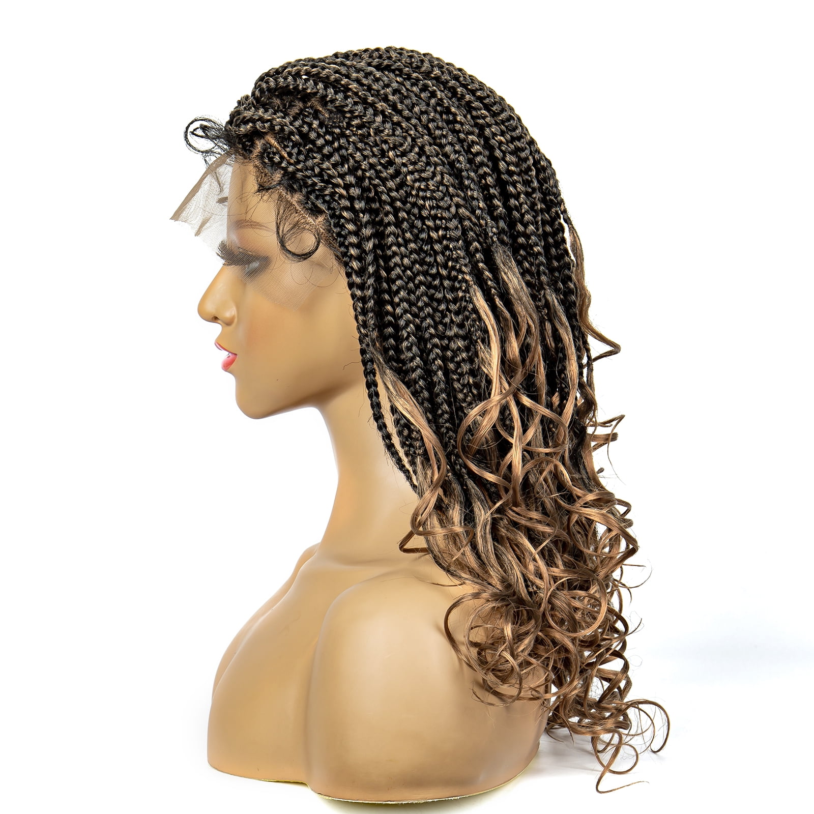 Braided Wigs for Black Women Synthetic Lace Front Wigs Square Knotless Box Braided Wigs Lightweight Cornrow Braid Braiding Hair Wigs 18 inches (1B/27 Color)