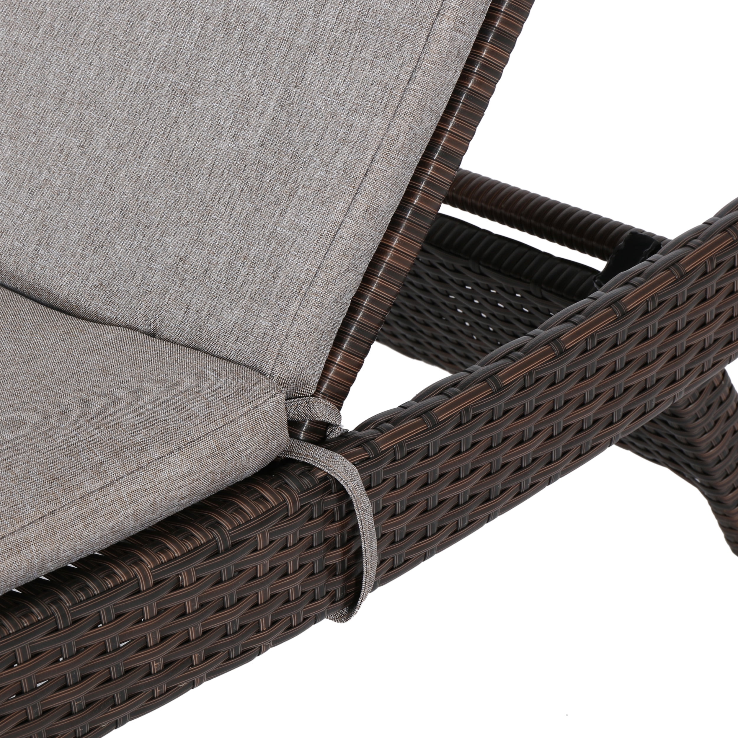 Anthony Outdoor Wicker Adjustable Chaise Lounges with Cushions, Set of 2, Multibrown, Charcoal