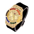 thumbnail image 3 of Charles Raymond Big Bling Watch Inspired by Hip Hop - Mens Iced Out Timepiece - Faux Chrono Eyes - Diamond Rainbow Rhinestones on Blast - ST10311 (ST10380 Rainbow Gold), 3 of 3