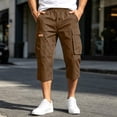 thumbnail image 7 of HKYNLAG Cargo Shorts for Men Stretch Waist Below The Knee Long Shorts Relaxed Fit Hiking Capri Short Mulit Pockets Coffee L, 7 of 7