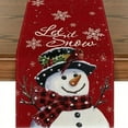 thumbnail image 1 of Christmas Table Runner  Tree Snowman Home Kitchen Dining Table Decoration Noel Gift Linen Tablecloth, 1 of 4