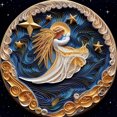 thumbnail image 6 of Linnome Christmas Tree Ornament 3.54 Inch Round Quilled Paper Art Style Hanging Decor, Blue and Golden Swirling Starry Night Design, Luxury Holiday Keepsake for Home Fireplace and Party Decoration, 6 of 7