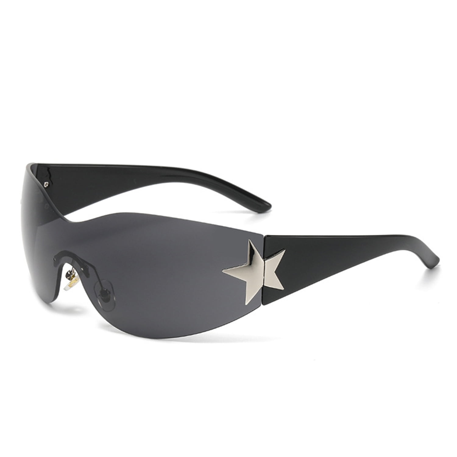 Rimless Y2K Sunglasses for Women Men,Trendy Shield Wrap Around Sunglasses  Oversized Vintage Sun Glasses