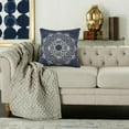 thumbnail image 4 of LR Home Ava 20" x 20" Blue/White Medallion Cotton Adult Decorative Throw Pillow, 4 of 7
