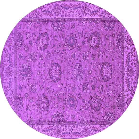 Ahgly Company Indoor Round Oriental Purple Traditional Area Rugs, 3' Round