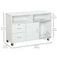 thumbnail image 2 of Lateral Filing Cabinet with Open Storage Shelf, Printer Stand Home Office Mobile File Cabinet with Wheels, Lockable Drawer, White, 2 of 7