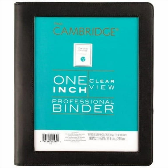 1" Professional Clear View 3 Ring Binder Black