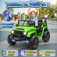 thumbnail image 3 of Joyracer 800W 24 Volt Ride on Toys, 4WD/2WD 3 Speeds Oversized Power Car Wheels, 2-Seater Ride on Truck with Remote Control, Electric Car Gift for Kids with Music, Bluetooth, Horn, Light, Green, 3 of 13