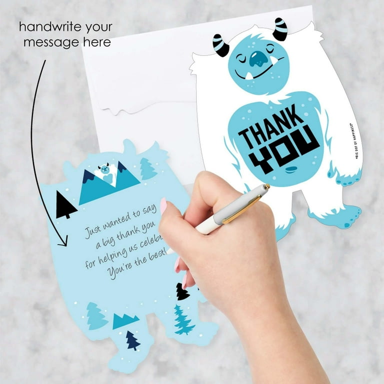 Big Dot of Happiness Yeti to Party Shaped Thank You Cards