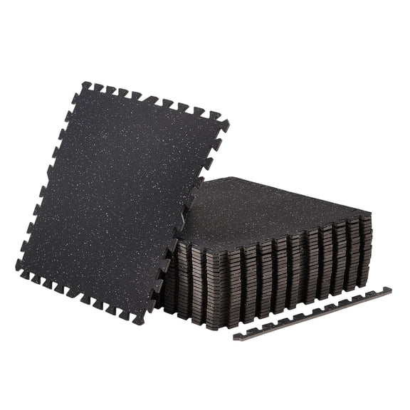 KFFKFF Puzzle Exercise Mat, 24 PCS Fitness Mats, 24 x 24 x 0.4 in, Durable EVA Foam Tiles, Interlocking Soft Rubber Flooring, Protective Padding with White Dots for Home Gym or Office