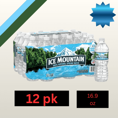 ICE MOUNTAIN Natural Spring Water, 16.9 fl oz Bottles, 12 Pack